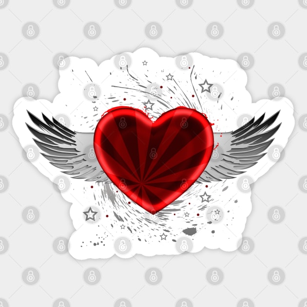 Wing Heart Sticker by adamzworld